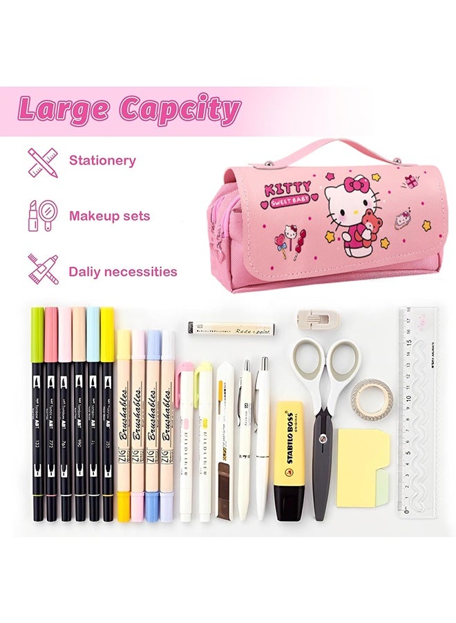 Hello Kitty Sanrio Hello Kitty Pencil Case, Pink Pencil Case for Girls, Large Capacity with Compartments for Students, Kids for School & Office Supplies, Back to School & Birthday Gift for Kids - Image 4